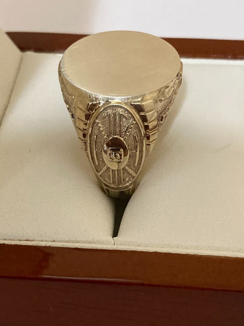 Men's Signet Ring Sie 12.25 Silver Accent Gold Plated - Picture 3 of 8